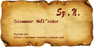 Szommer Nándor névjegykártya